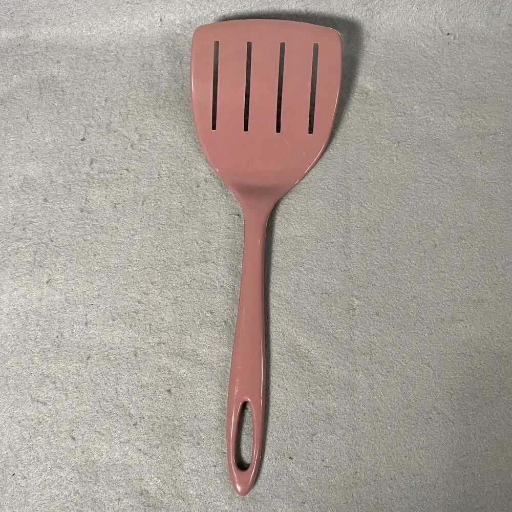Vintage Wide Slotted Spatula Utensil Pink Ensar Corp Nylon Plastic USA Made